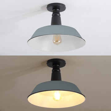 Camila 14" Classic Industrial Indoor/Outdoor Iron LED Semi Flush Mount